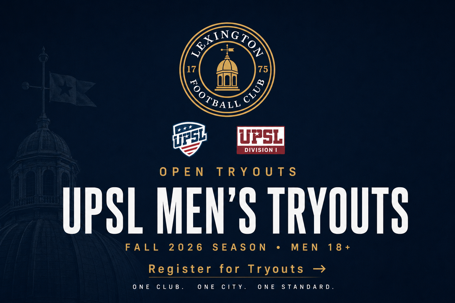 Lexington Football Club — UPSL Men's Tryouts, Fall 2026 Season, Men 18+